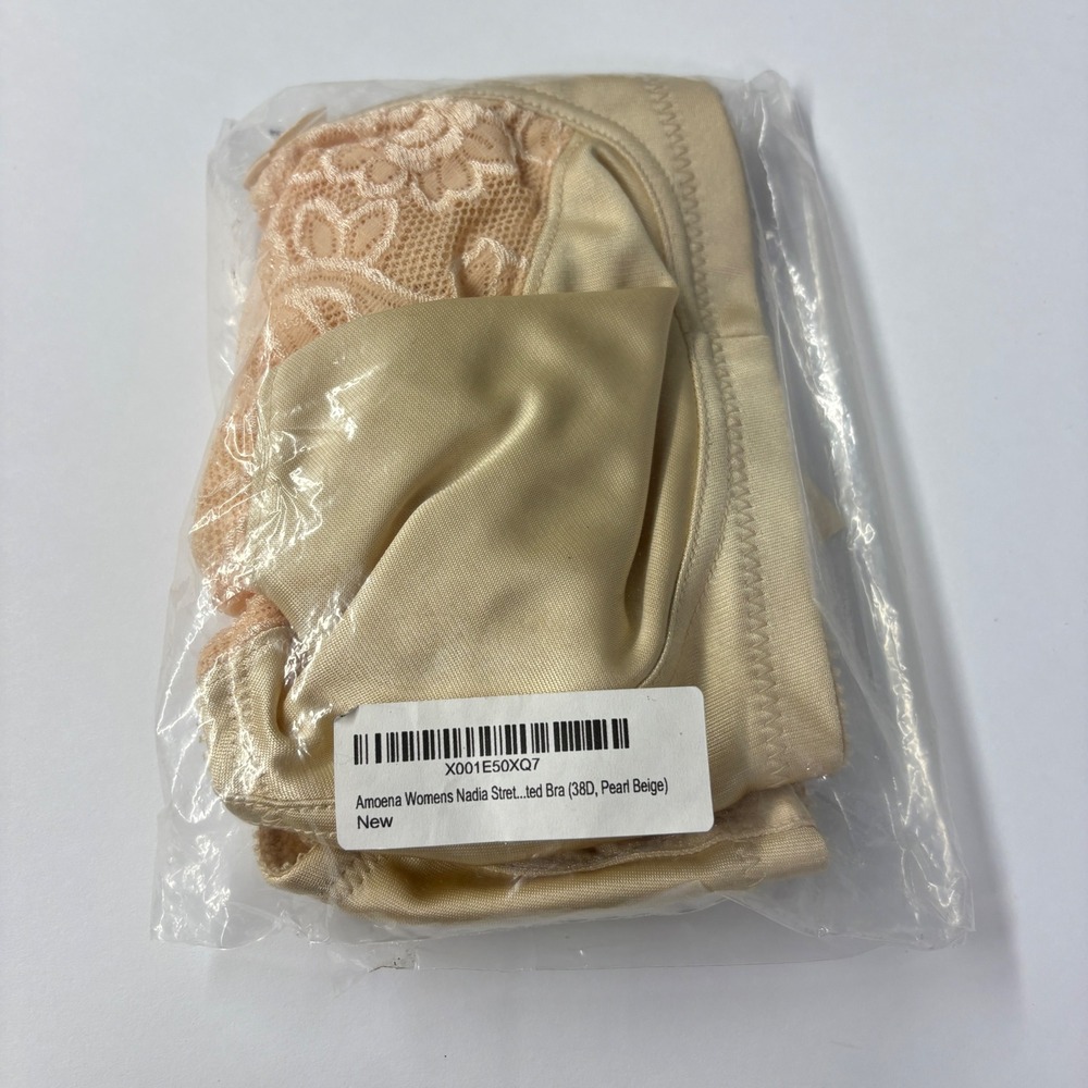 NWT Amoena Womens Nadia Mastectomy Bra 38D Pearl Beige Lace Pocketed 2137 Adjust